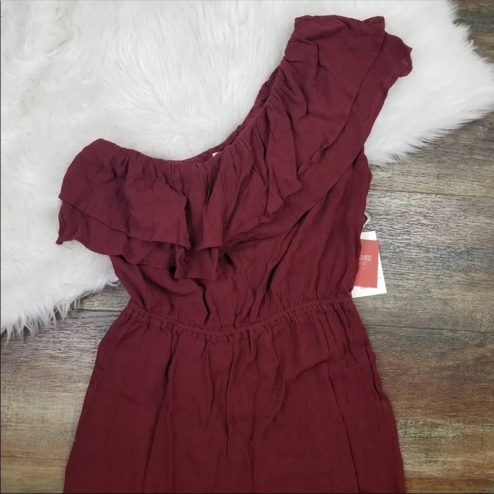 MOSSIMO RUFFLE ONE SHOULDER BURGUNDY/ RED DRESS - Picture 4 of 8